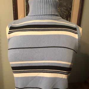 Blue white navy blue striped sweater